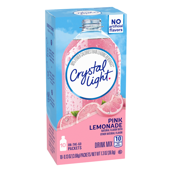 Crystal Light On The Go Packets Drink Mix Pink Lemonade - 10 ct - 1.3 oz  box