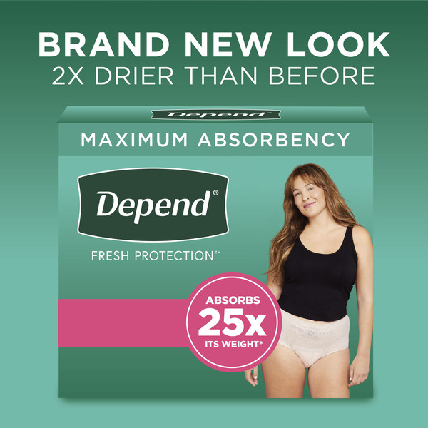 Depend Women's Fresh Protection Incontinence Underwear Maximum Blush M - 42  ct box