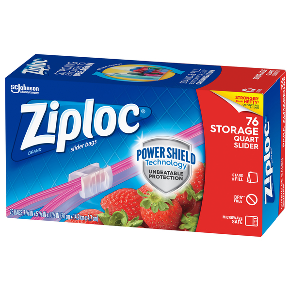 Ziploc Slider Bags, Storage, Gallon 12 ea, Plastic Containers