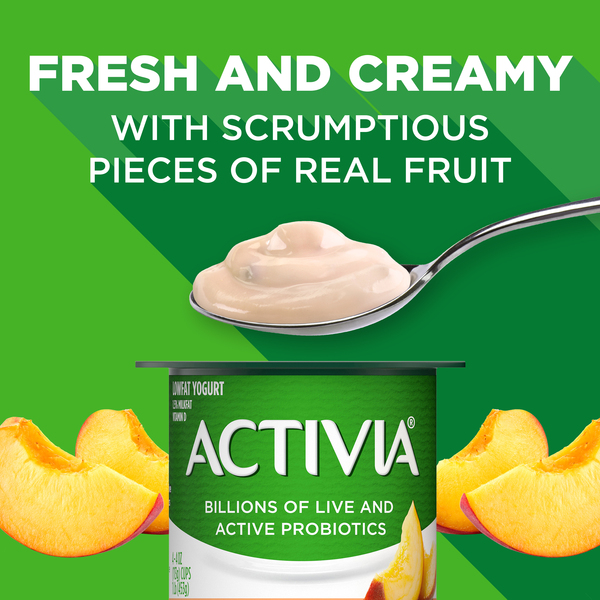 Activia Low Fat Peach Probiotic Yogurt Cups - 4 ct - 16 oz pkg