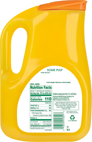 Tropicana orange juice calories online