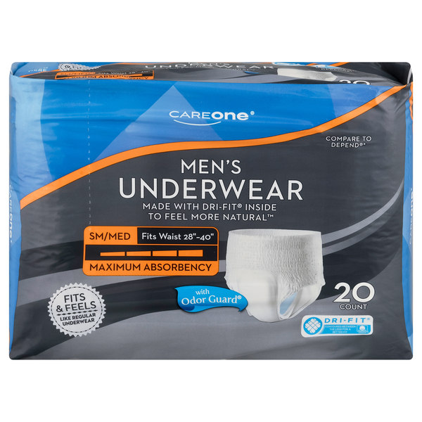 CareOne Men's Incontinence Underwear Maximum Absorbency S/M - 20