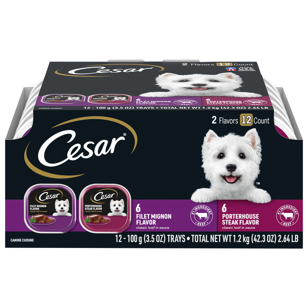 CESAR Classic Loaf Filet Mignon Steak Variety Adult Wet Dog Food 12 ct 42.3 oz pkg MARTIN S