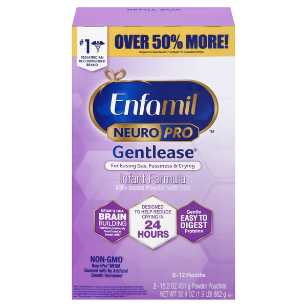 Enfamil NeuroPro Gentlease Infant Formula with Iron Powder 2 ct