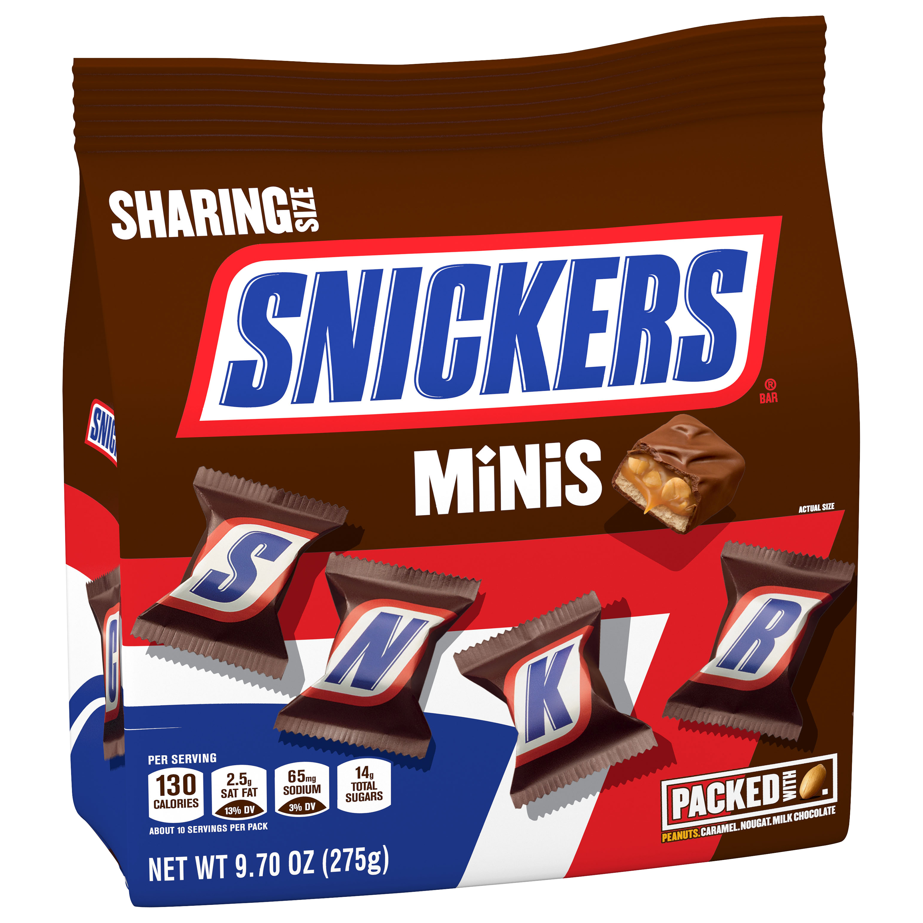 Snickers Minis Peanuts Caramel & Milk Chocolate Candy Bars - 9.7 oz bag