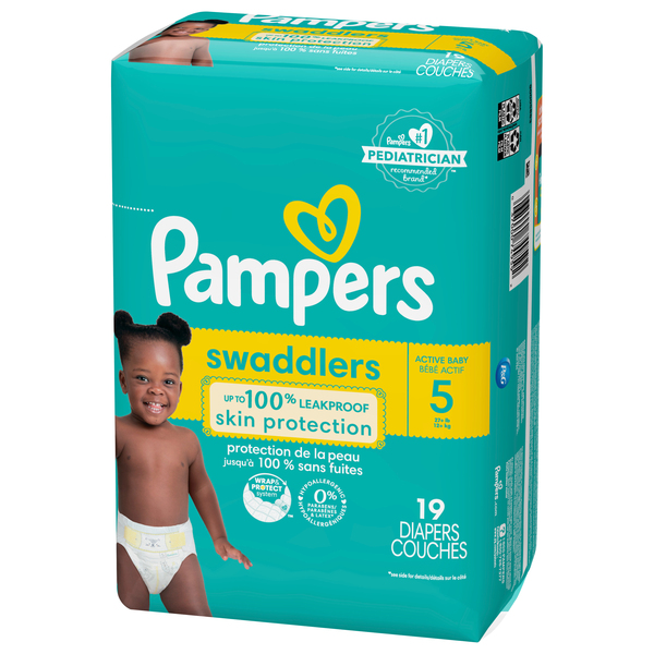 Pampers Swaddlers Size 5 Baby Diapers 27 lb 19 ct pkg GIANT