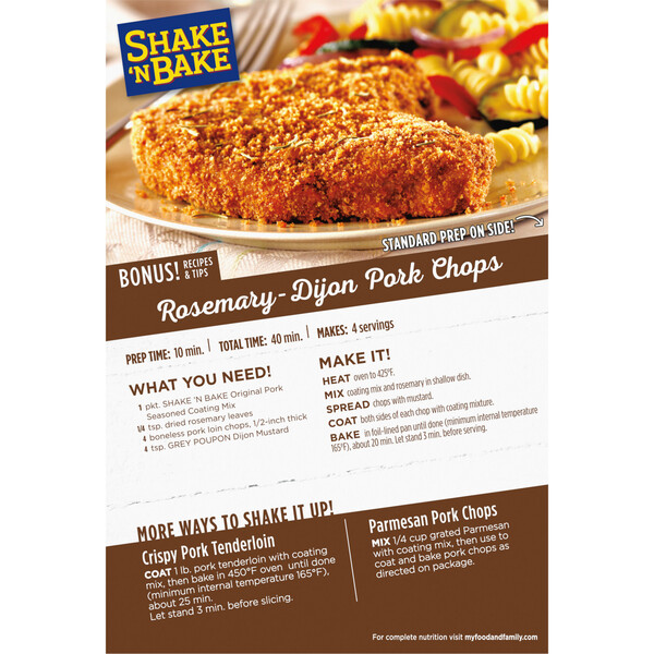 Shake 'N Bake Original Chicken Seasoned Coating Mix Value Size, 9 oz Box, 4  ct Packets