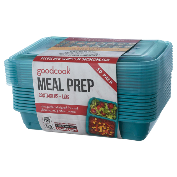 Good Cook Meal Prep Containers + Lids 2 Compartments - 10 ct pkg