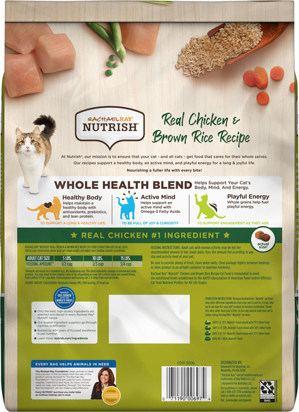 Rachael Ray Nutrish Natural Chicken Brown Rice All Ages Dry Cat Food 6 lb bag Stop Shop