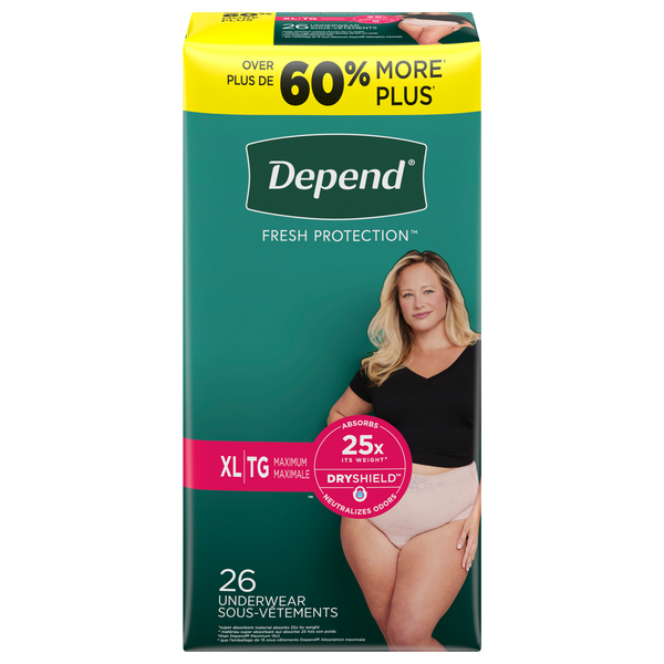 Depend FIT-FLEX Incontinence Underwear for Women, Disposable, Maximum  Absorbency, M, Blush, 18 Count