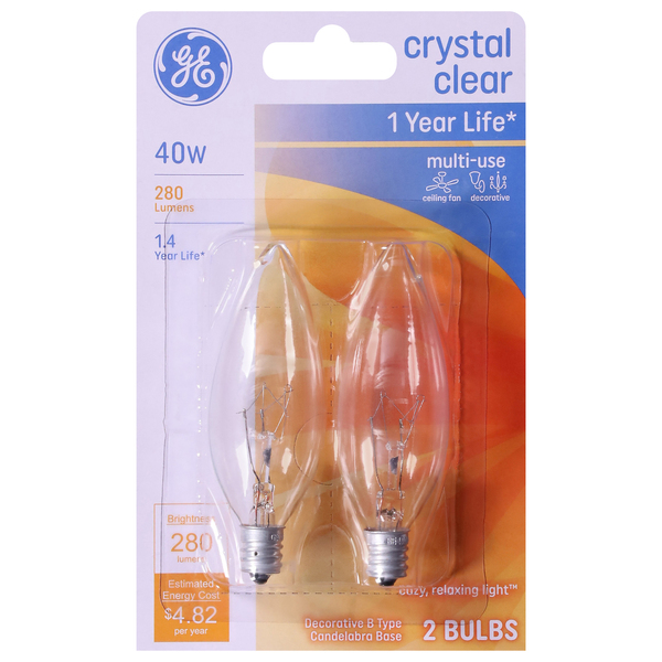 Ge crystal clear clearance 40w candelabra