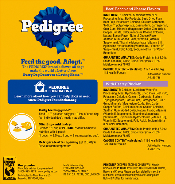 PEDIGREE Chopped Ground Dinner Variety Pack Wet Dog Food Pouch 8 ct 1.76 lb box Giant