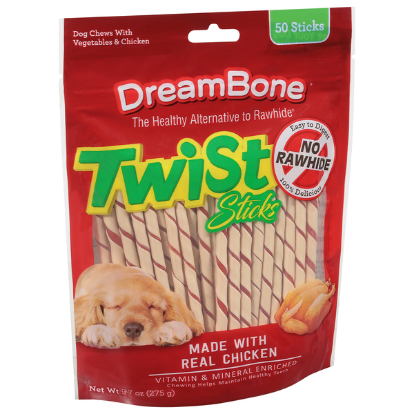 DreamBone Twist Sticks Vegetable Chicken Rawhide Free Dog Chews 50 ct 9.7 oz pkg Stop Shop
