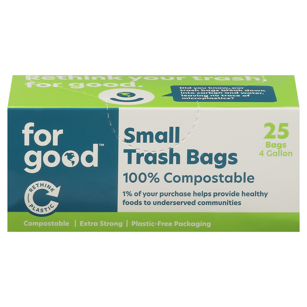 For Good Compostable Small Trash Bags 4 Gallon - 25 ct box
