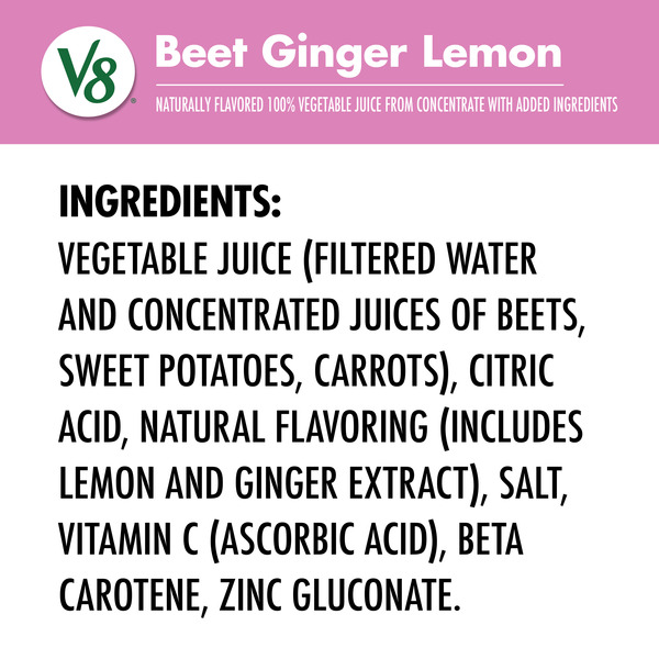 V8 100 Beet Ginger Lemon Vegetable Juice 46 oz btl MARTIN S