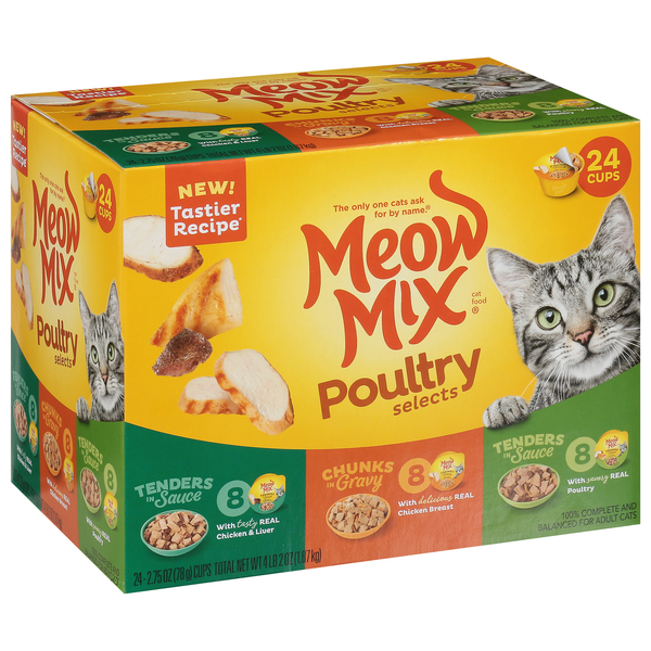 Meow Mix Poultry Selects Cat Food Variety Pack, 2.75 oz, 24 count