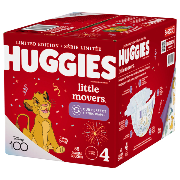 Huggies Little Movers Disney Size 4 Diapers 22-37 lbs - 58 ct box