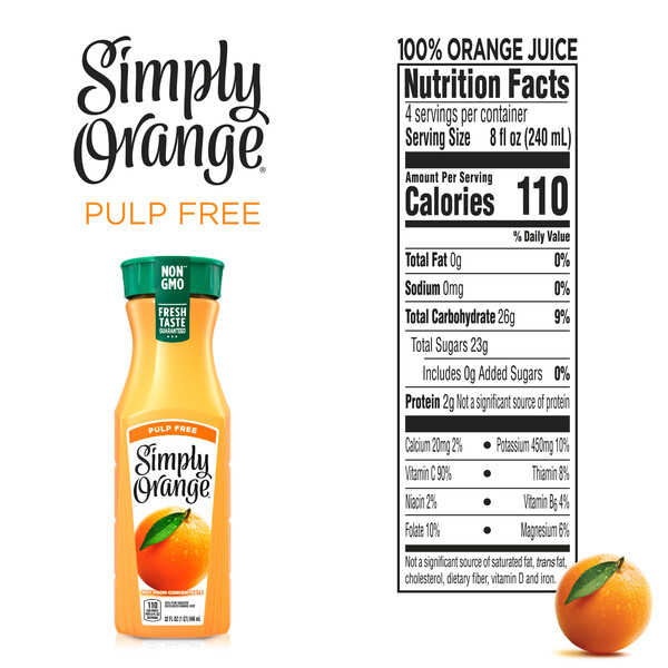 Simply Orange Juice Pulp Free 32 oz btl MARTIN S
