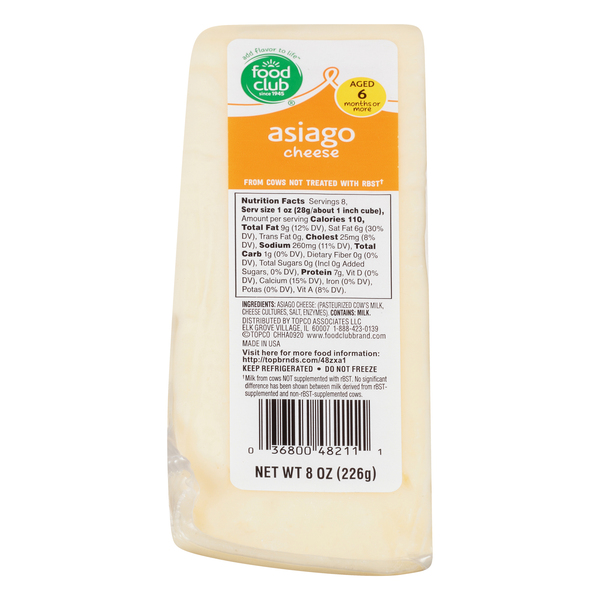 Food Club Asiago Cheese 8 Oz Shrinkwrapped